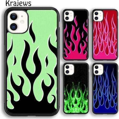 Krajews green flame Phone Case Cover For iPhone 5s 6s 7 8 plus X XS XR 11 12 pro max Samsung Galaxy S7 S8 S9 S10 Plus