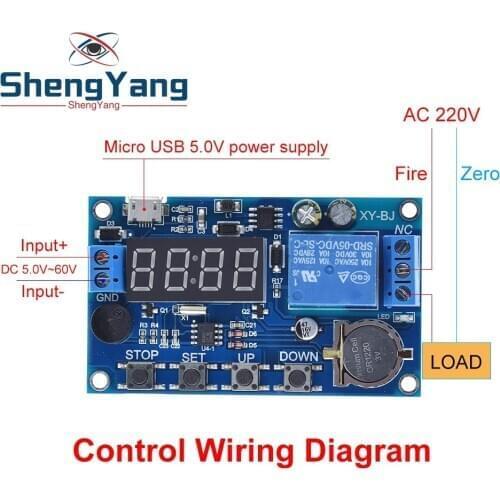 DC 5V Real time Timing Delay Timer Relay Module Switch Control Clock Synchronization Multiple mode control Wiring diagram