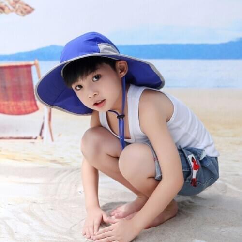 Kids Casual Beach Sun Hat Wide Brim Bucket Cap Boys Girls Outdoor Travel Camping Fishing Sun Hats UV Protection Fisherman Cap