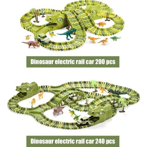 Dinosaur Electric Railway Car Bend Flexible Roller Coaster DIY Puzzle Toy DIY Puzzle Building Blocks Children Toy Gift