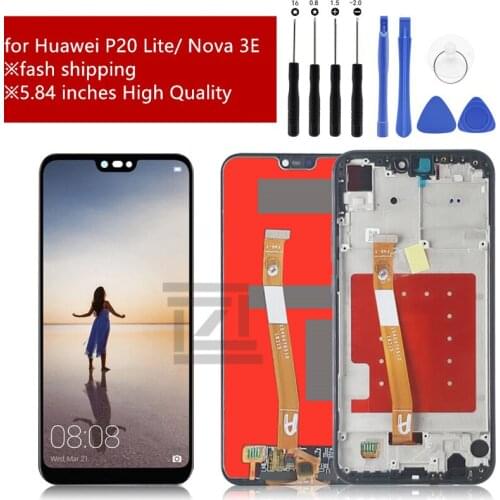 For Huawei P20 Lite LCD Display Touch Screen Digitizer Assembly replacement + frame for HUAWEI P20 Lite ANE-LX1 ANE-LX3 Nova 3e