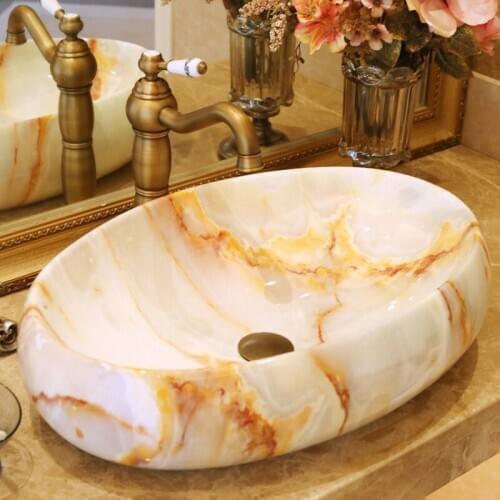 Europe Vintage Style Ceramic Art Basin Sink Counter Top Wash Basin vanities Semi-Counter bathroom sinks