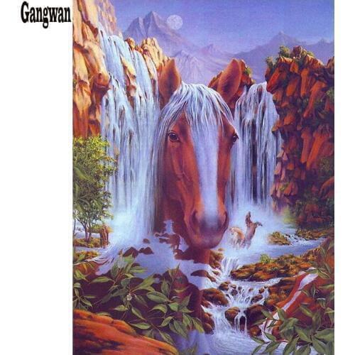 Fantasy art diamond painting full square Diamond embroidery animals waterfall horse landscape diamond mosaic new arrivals decor