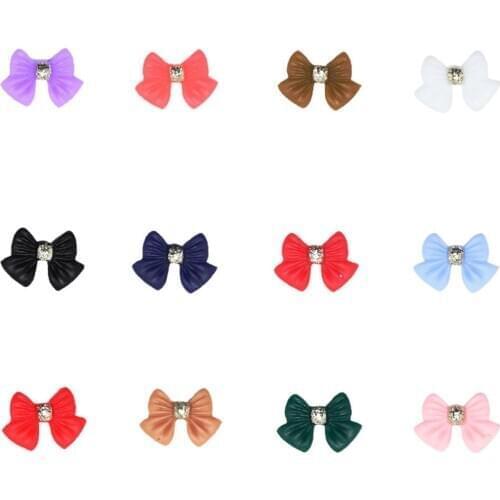 500pcs/Lot Nail Art Bow Tie Decorations Alloy Jewelry 3D Nail Charms Diamond Acrylic Sliders Wholesale Bowknot Accessories Tc#59