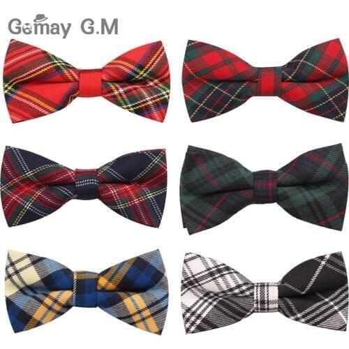 New Men Fashion Classic Plaid Bowtie Neckwear Adjustable Mens Bow Tie Polyester for wedding england style ties