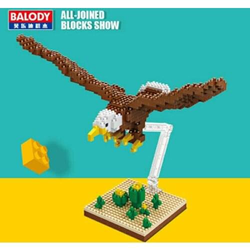 Micro Blocks Animal Series Eagle Model Bricks Assembly Brinquedos Eagle Toys Cute Birds Building Block Kid Birthday Gift 16051