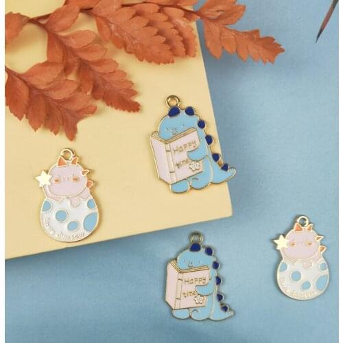 JeQue 10pcs Animal Enamel Charms Zinc Alloy Pig Dinosaur Charms for DIY Jewelry Making Necklaces Earrings Pendants Craft