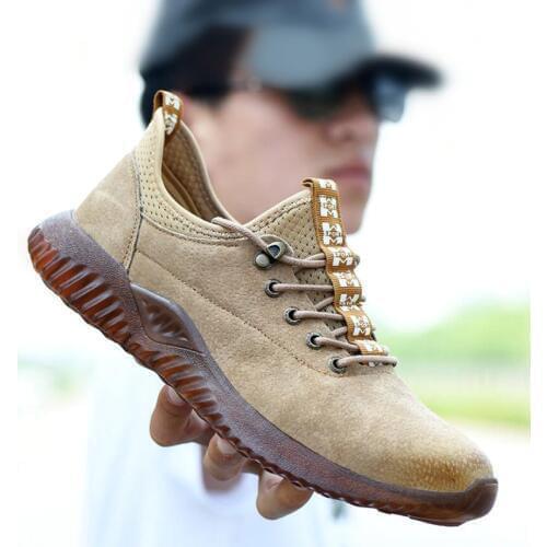 JX703 Dropshipping Indestructible Shoes Men Steel Toe Cap safty shoes Genuine Leather Anti-smashing anti-piercing Work Boots