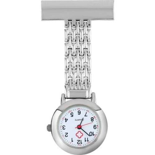 OUTAD Nurse Pocket Watch Stainless Steel Arabic Numerals Quartz Brooch Nurse Pocket Fob Watch