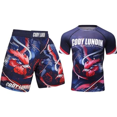 Cody Lundin Compression Shirt Compression Pants Sport Suit Men MMA Fitness Short Sleeve Male Gym Shirt Tracksuit Sportswear