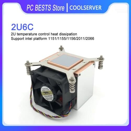 COOLSERVER 2U6C 2U Desktop Server CPU Cooler Active All copper Cooling Workstation Cooler For intel 1155/1156/2011/2066