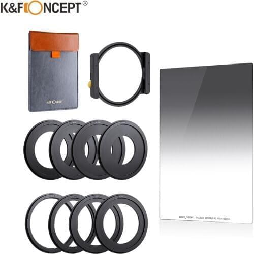 K&F Concept GND8 Square Filter 100*150mm Multi-Coated Neutral Density Filter with One Filter Holder 8pcs Filter Ring adapters