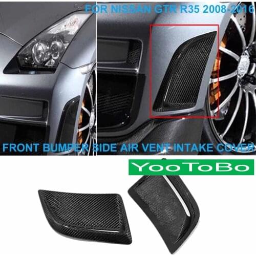 LHD RHD Car Styling Real Carbon Fiber Front Bumper Side Air Vent Intake Inlet Cover Trim Stick For Nissan GTR GT-R R35 2008-2016