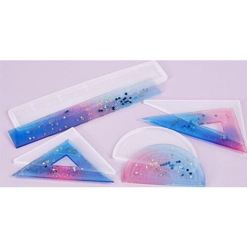 DIY Ruler Protractor Triangle Ruler Square Ruler School Supplies UV Epoxy Mold Silicone Mold Jewelry Casting Tools