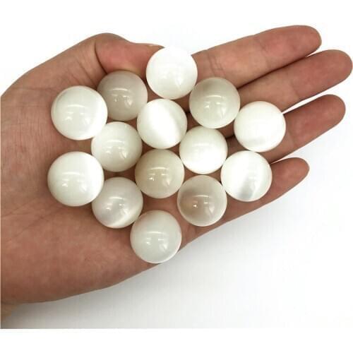 Cute 1PC White Cat Eye Stone Ball White Crystal Sphere Balls Gem Healing Stones Gifts Natural Quartz Crystals