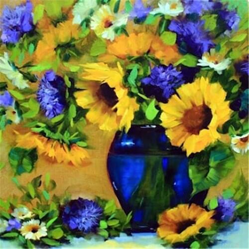 Diy Diamond painting Cross Stitch Kits yellow flower full round diamond mosaic Diamond Embroidery New Years products