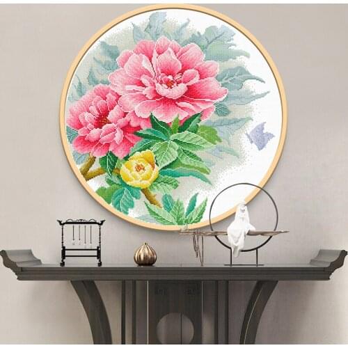 Cross stitch kits printed fabric 11ct вышивка крестиком Red peony flower pattern a holiday gift for mother Room wall decoration