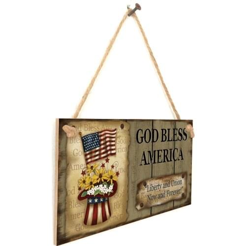 Welcome Sign, Rustic 4th of July Wooden Hanging Sign for Front Door Decor, Porch, DIY Block Words Decorative