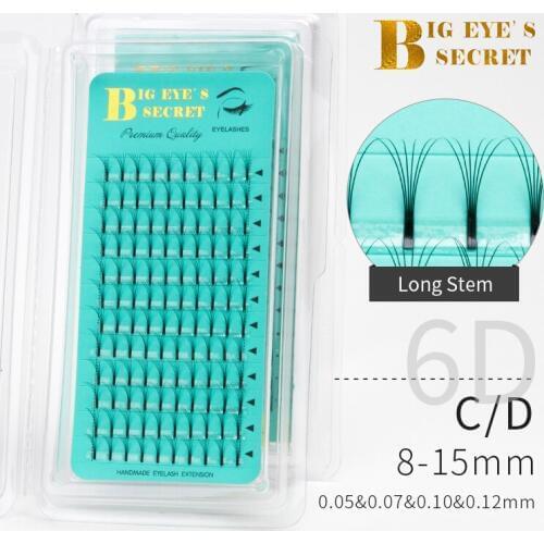 BES Premade Fanned Russian Volume Lashes Long Stem Premade Fans 8-15mm Mink Eyelash Extension 2D-7D Heat Bonded Volume Lashes