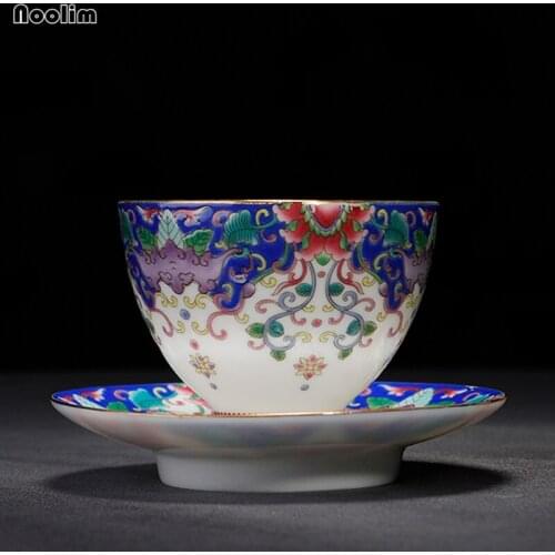 NOOLIM Chinese Style Delicate Handmade Small Teacup Jingdezhen Enamel Tea Bowl Hand Painted Master Cup Kung Fu Drinkware