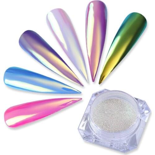 Neon Unicorn Mirror Powder Dust Nail Art Mermaid Chrome Pigment Nail Glitter Powder