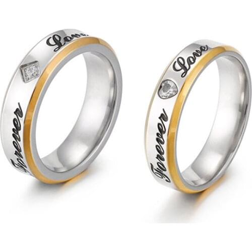 Wedding Rings For Men And Women Alliance forever love silver 14k gold plated valentines jewelry cz promise ring for couples