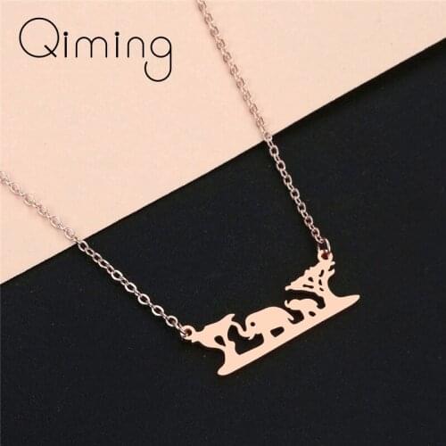 Forest Double Elephant Sweetveld Necklace Mom Baby Animal Cute Lovely Rose Gold Silver Pendant Choker Necklace Gift