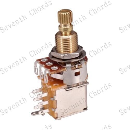 2Pcs Brass Split Shaft Bass Guitar Push Push Potentiometer Switch Toggle Control Pots - A25K B25K A50K B100K A250K A500K B500k