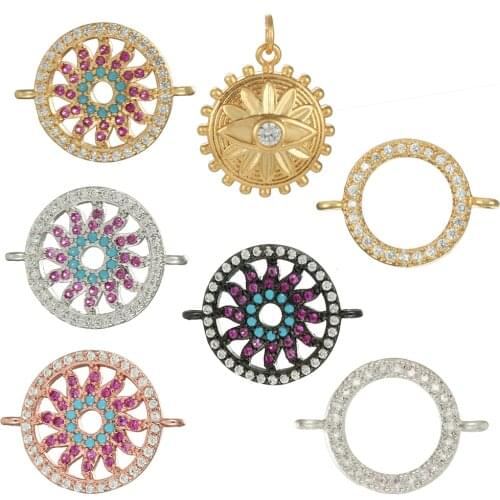 Sun Charms for Jewelry Making Supplies Gold Diy Charm Pendant Charms Earrings Necklace Bracelet Making Metal Copper CZ Zircon