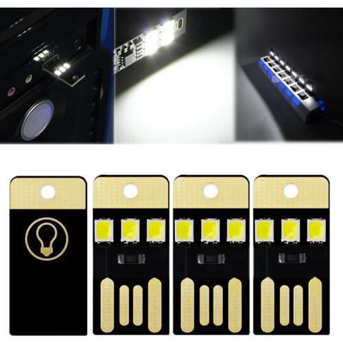 5Pcs Portable Night Camping Eqpment USB Power 3 LED Light 2835 Chips Pocket Card Lamp LED Keychain USB Light Ultra Low Power