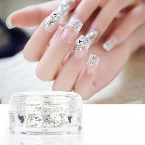 Silver Nail Glitter Powder Sequins Powder For Nail Art Decoration Gradient Set ultra-fine Face Body Eye Hair Nail Festival Chunk