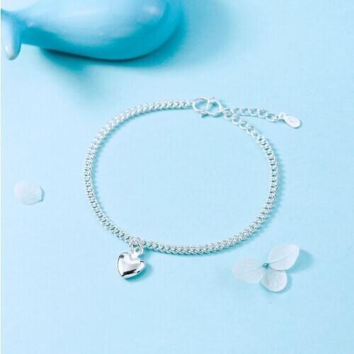 925 Sterling Silver Heart Shape Charm Bracelet For Women Bracelet &Bangle Fashion Party Jewelry SL266