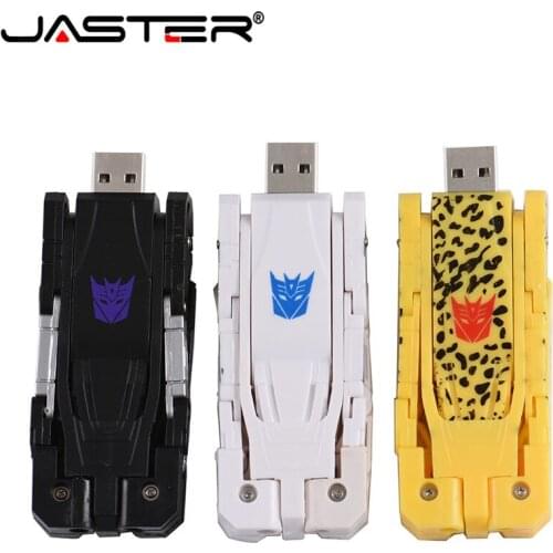 JASTER 2.0 USB Flash Drives plastic toy style U disk cartoon character drive transfomer pendrive 64GB 32GB transformation robot