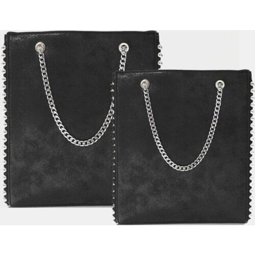 Large Capacity Vintage Totes Fashion Chain Rivet Shoulder Bag for Women Ladies Designer Luxury PU Leather Purses Bucket Handbags
