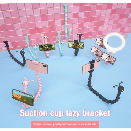 360° Rotating Multi-functional Budding Lazy Support Phone Bracket Caterpillar Live Holder Strong Suction Novel Unique Holder