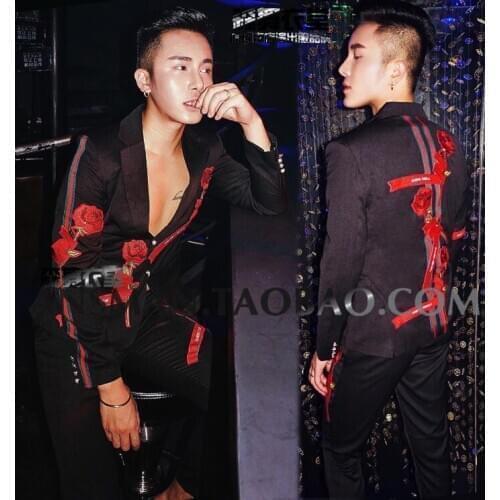M-5XL!!!A male singer costumes embroidery suit mens cultivate ones morality personality trend The host dress The New