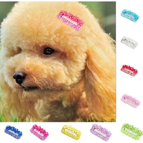 Hair Clips Pet Dog Hairpin Flower Decor Puppy Cat Hair Clips Pet Hair Grooming Titanium Steel Pet BB Hair Pins Dog Hair Grooming