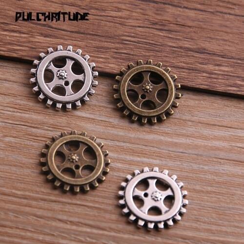 10Pcs 18mm Two Color Metal Alloy Machinery Gear Pendant Jewelry Charm Jewelry Gear Findings