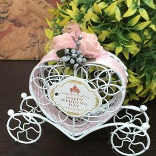 100pcs/lot Iron romantic pumpkin carriage wedding candy box wedding favor Baby Shower Wedding Decoration LX9277