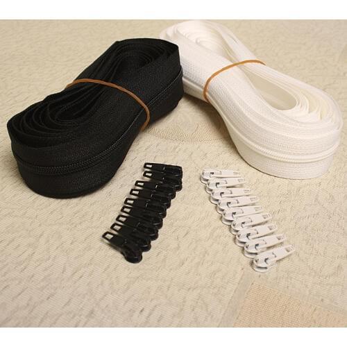 2meter Long zipper nylon 3# duvet cover pillow cushion quilt invisible zip double zipper black and white