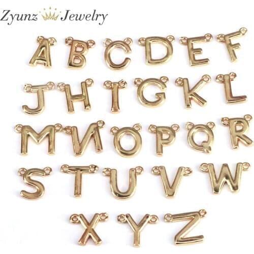 26PCS, Gold Color Letter A-Z Charm Alphabet Pendant for Earring DIY Handmade Fashion Jewelry Making