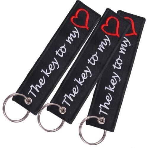 3 PCS/LOT Key Ring The Key to My Heart Key Chain Bijoux Keychain for Cars Gifts Key Tag Embroidery Motorcycles Fashion Keychains