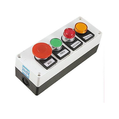 AC 220V Self Locking Red Cap Light Push Button Station