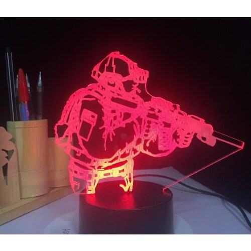 Army Soldier USB 3D Lamp 7 Colors Touch Remote Bedroom Lights Atmosphere Decoration Mood Lighting Novelty Gifts Drop Ship