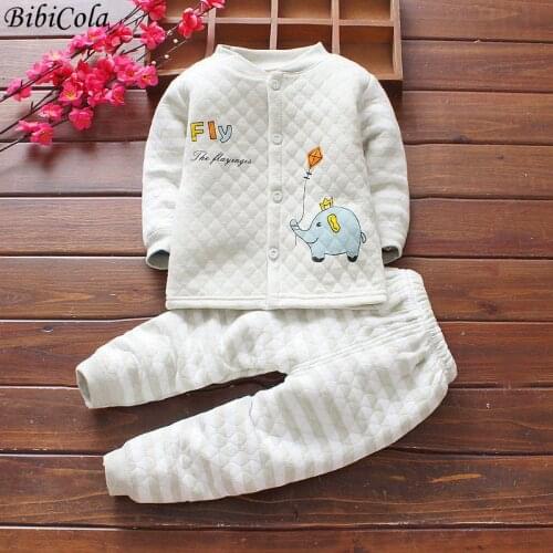 BibiCola Pajamas Children Girls Clothes Set Thermal Underwear Baby Long Sleeve Coat+ Pants 2pcs Toddler Wear For Boys Home Wear