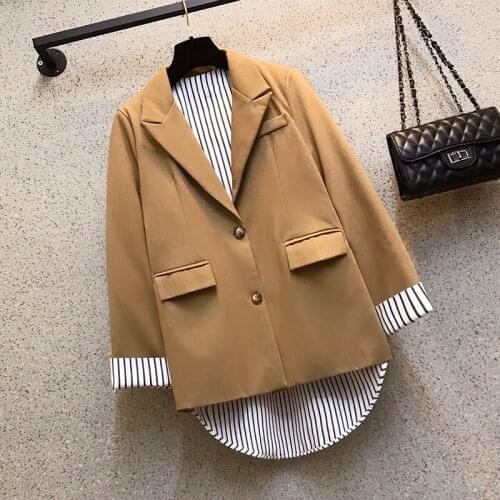 Spring Summer Korean Large Size Blazer Blanco Mujer Fashion Womens Suits Striped Blazers Feminino Woman Coat Clothes For Women