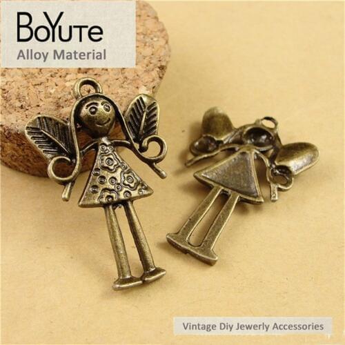 BoYuTe (40 Pieces/Lot) 25*38MM Fashion Antique Bronze Plated Metal Alloy Angel Charm Pendant for Jewelry Making Diy Handmade