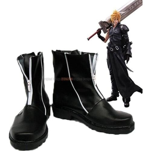 FF7 Cosplay Final Fantasy VII Cloud Strife Cosplay Boots Black Shoes Custom Made