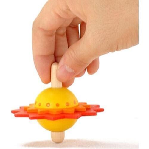 Montessori childrens wooden toys flower spinning top childrens wooden toys development of intellectual education toys J0670