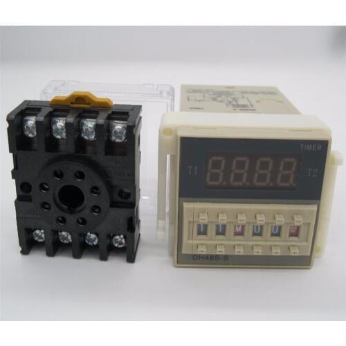 DH48S-S AC 220VAC repeat cycle SPDT time relay with socket DH48S series 220VAC delay timer with base